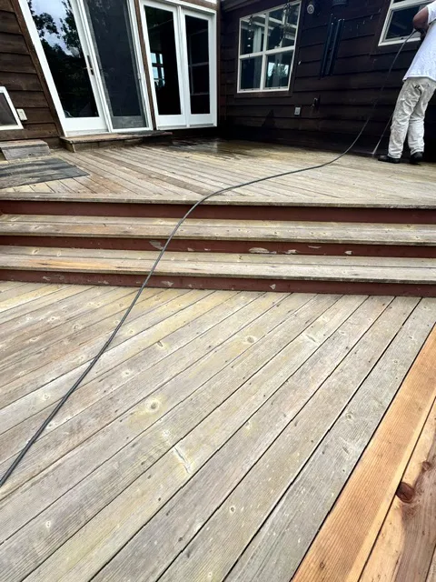 Before and after exterior deck stairs painting and wood prep in Roseburg, OR